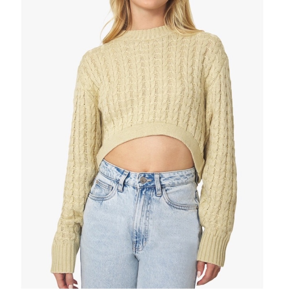 WeWoreWhat Beige Cropped Sweater